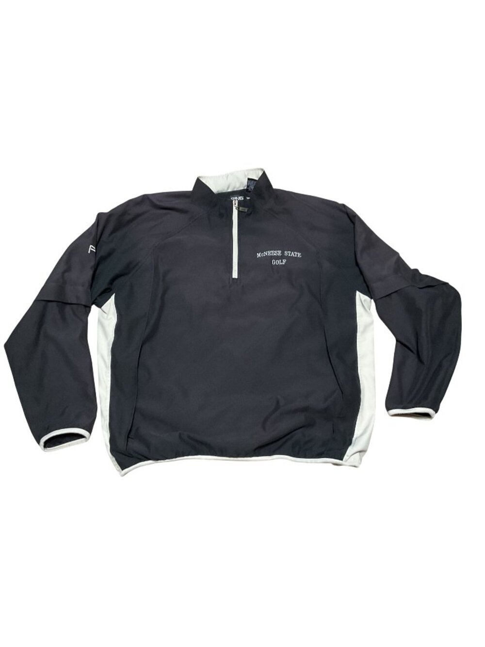 Ping Golf 1/4 Zip Windshirt Black/Cream Long Sleeve Pullover W/ Zip-Off Size L M